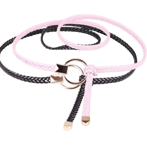 PU Leather Circle Tie Belt Set of 2 - Picture 1 of 3